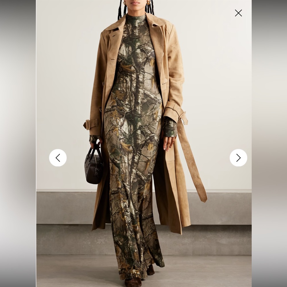 Norma Kamali Camouflage Long Sleeve Maxi Dress XL *BRAND NEW*